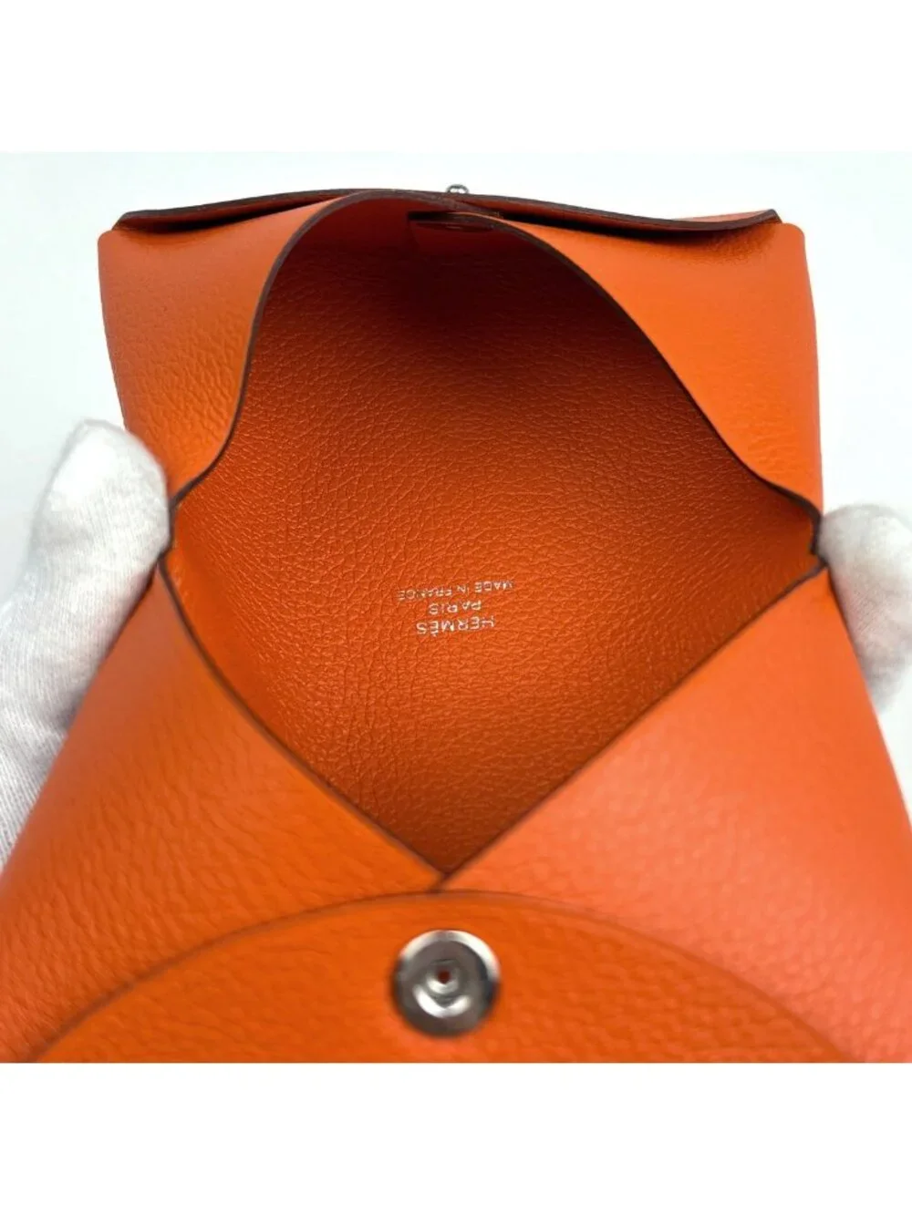 Hermes Calvi Card Case Vo Garibaldi Orange